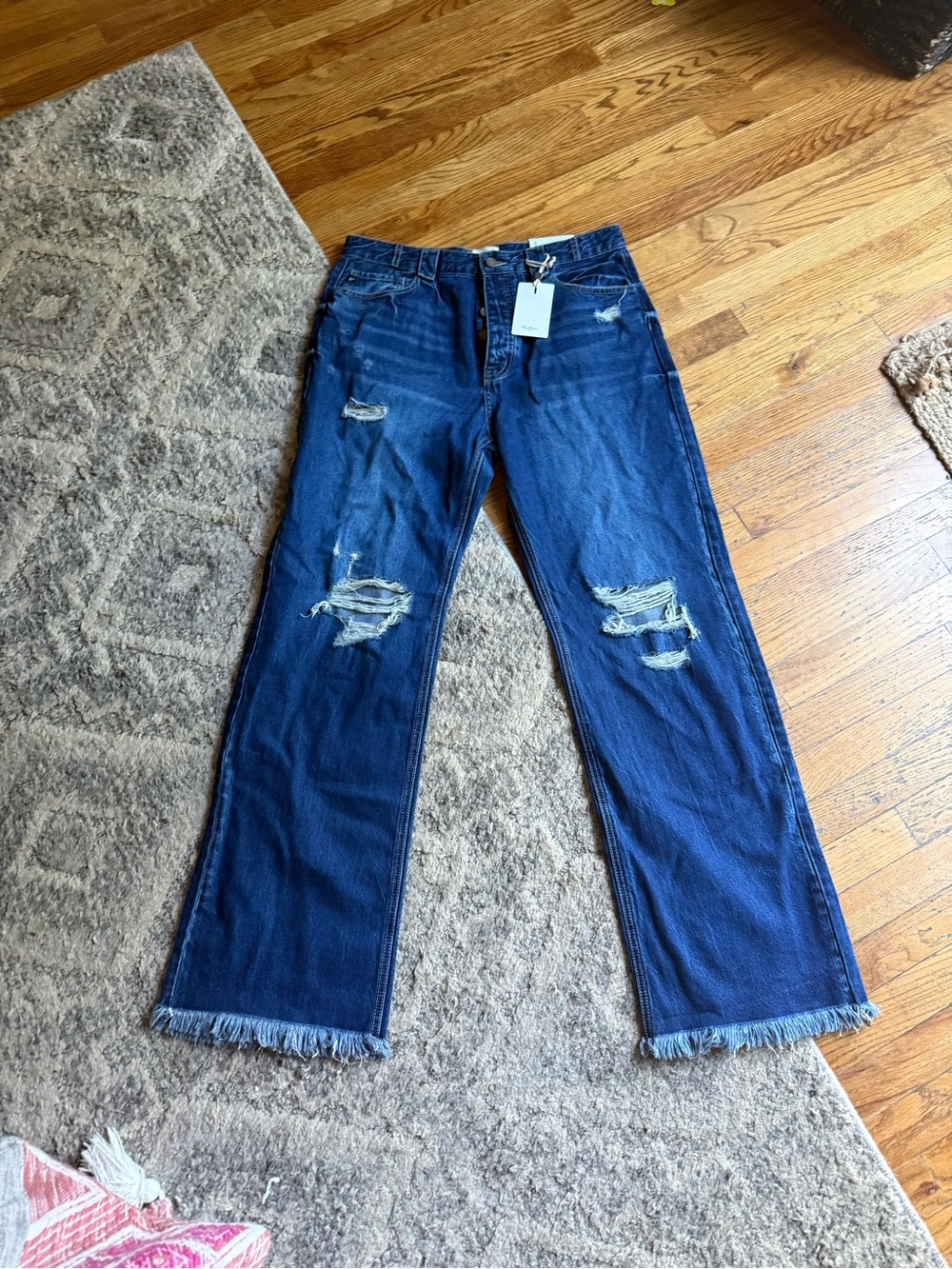 NWT KanCan distressed 90’s ultra high-rise wide-leg jeans sz:15